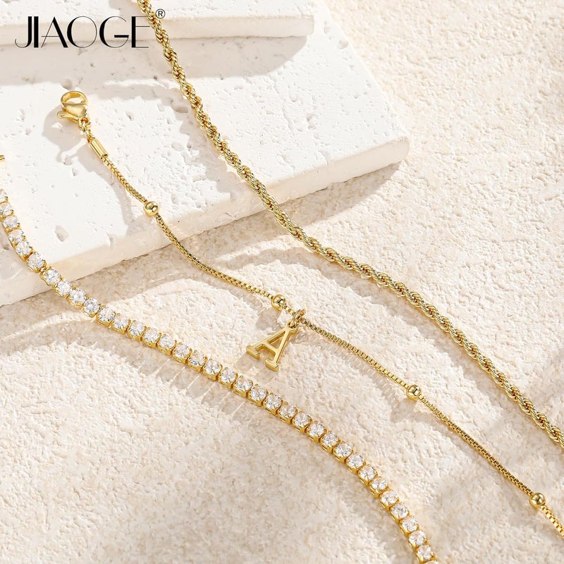 JIAOGE Valentines Day Gifts for Her Kids - Dainty Gold Bracelets for Women Personalized Gold/Silver Initial Bracelet Stack Stackable Rope Box Chain Tennis Bracelets for Girls Jewelry Set - Image 5